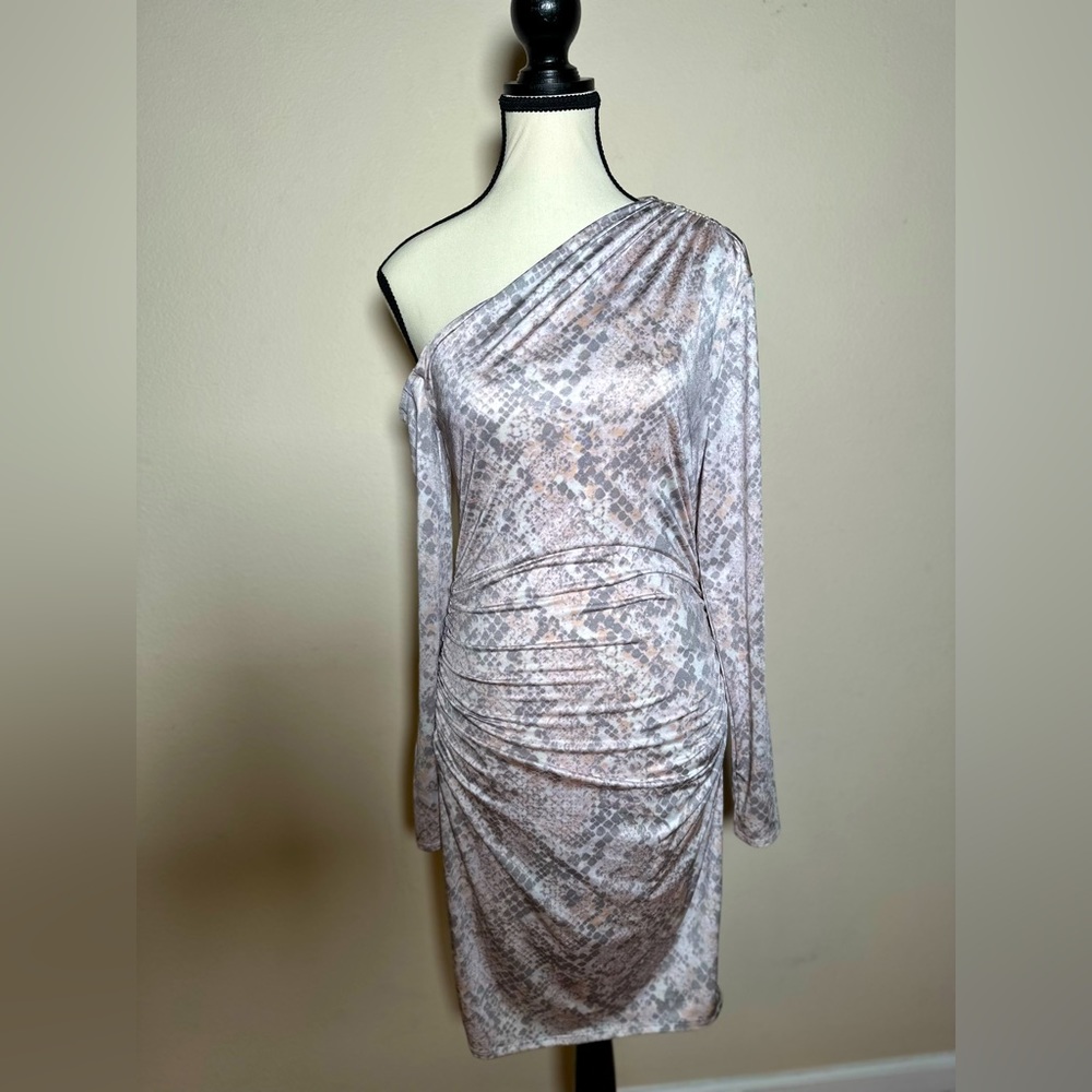 One shoulder low shoulder strap dress